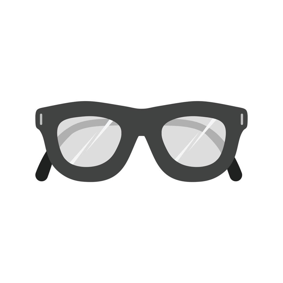 icono de gafas planas en escala de grises vector