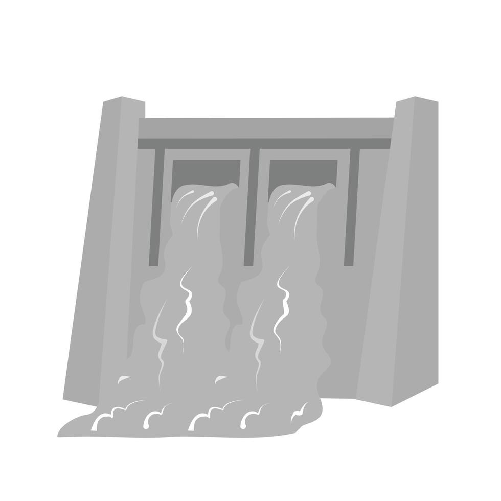 Water Dam Flat Greyscale Icon vector