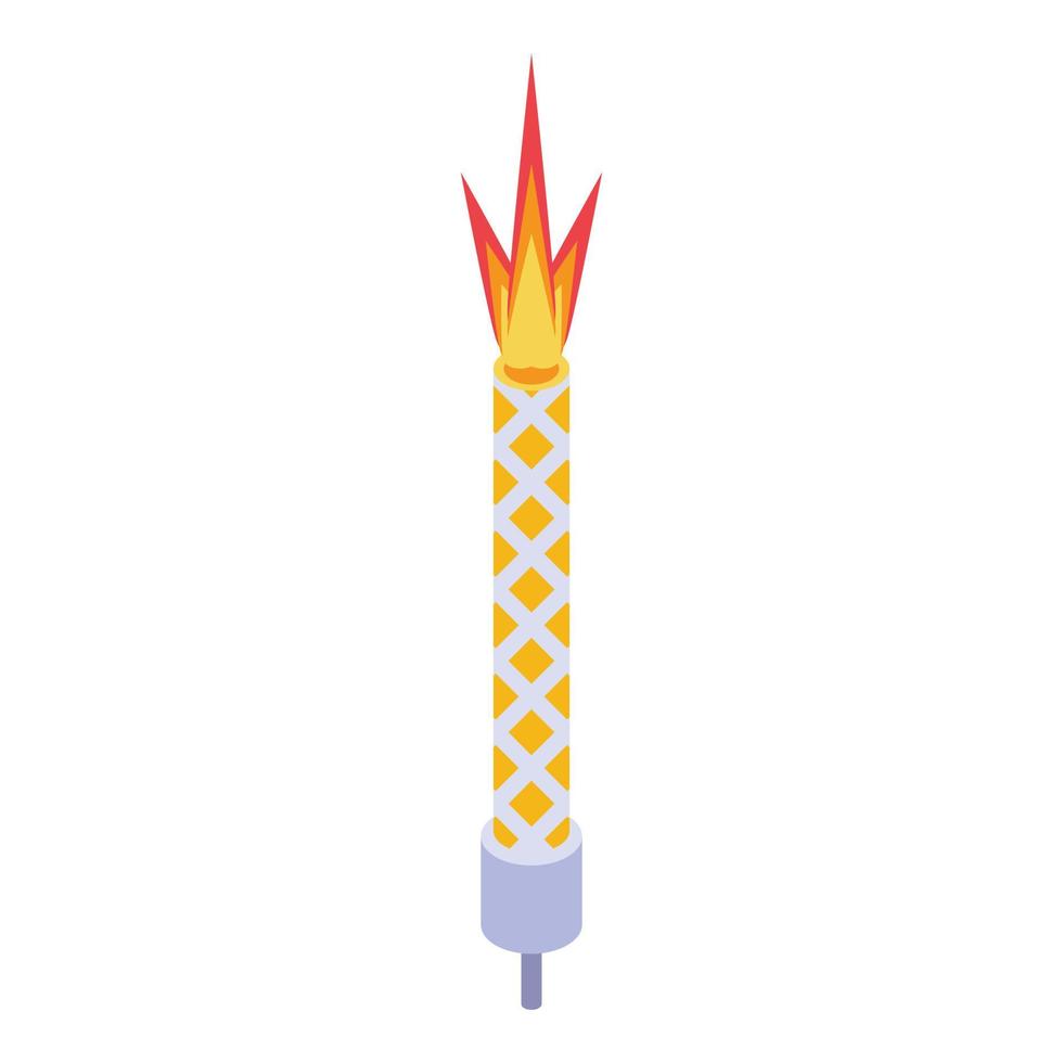 Birthday fireworks candle icon, isometric style vector