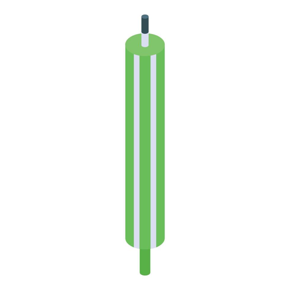 Green striped candle icon, isometric style vector