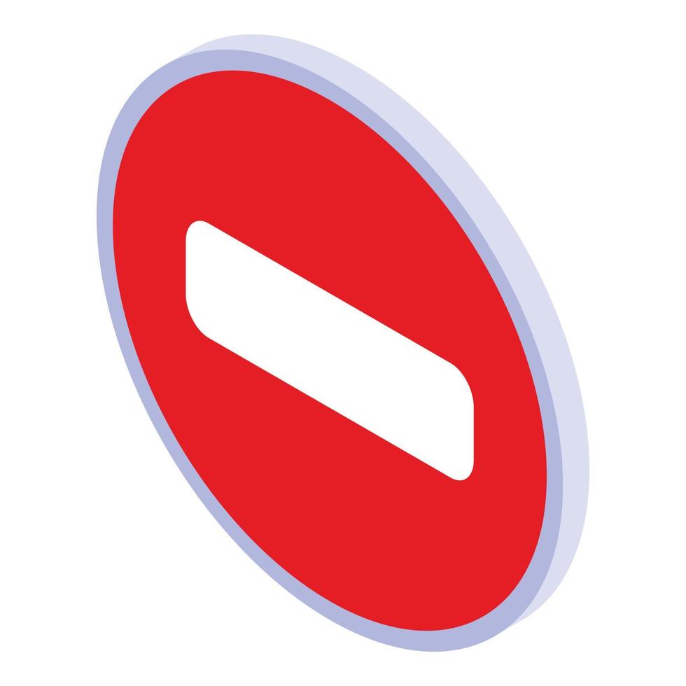 No entry road sign icon, isometric style vector