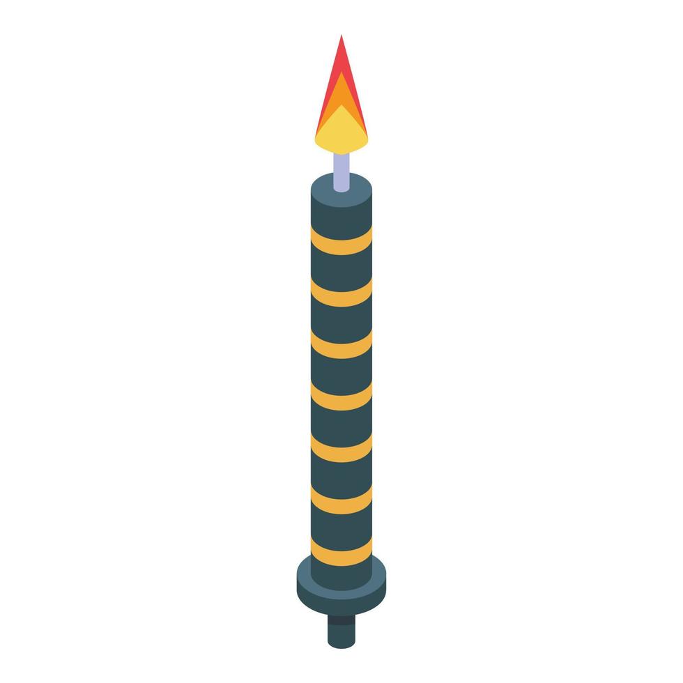 Burning birthday candle icon, isometric style vector