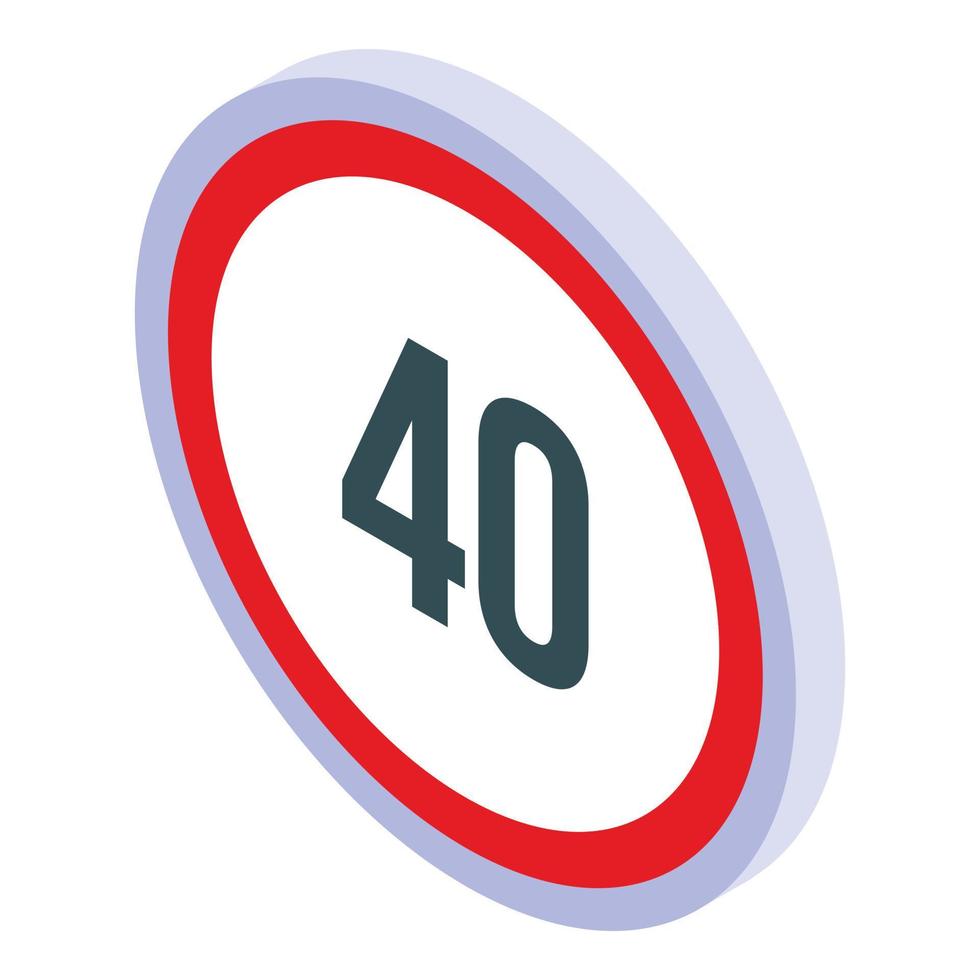 Maximum speed limit icon, isometric style vector