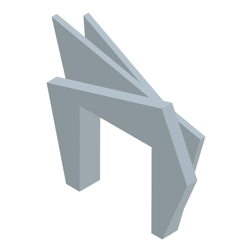 Grey wood arch icon, isometric style vector