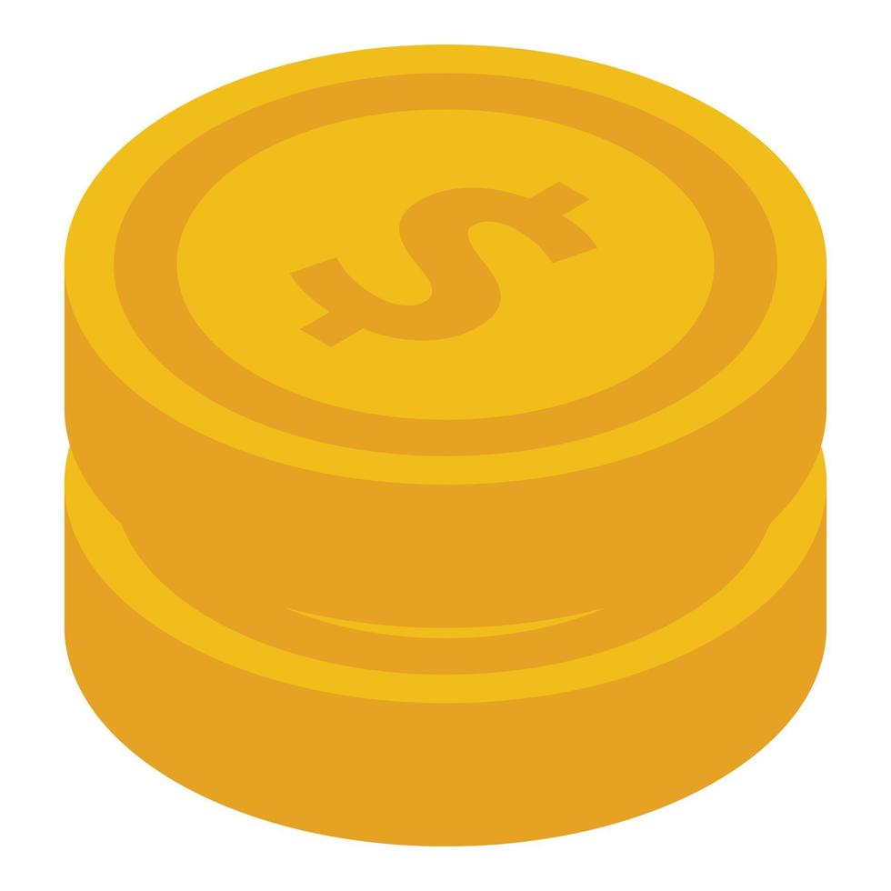 Dollar coin stack icon, isometric style vector