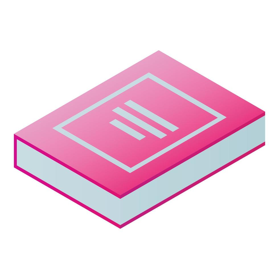 Pink book icon, isometric style vector