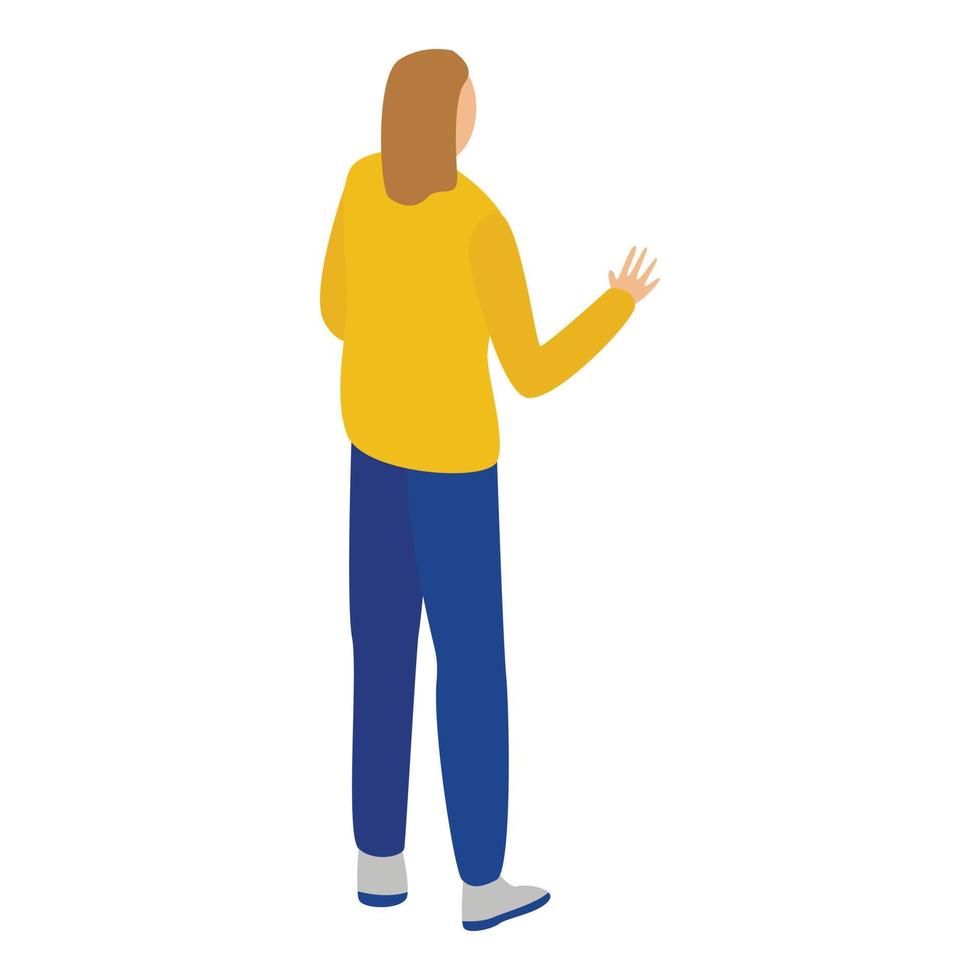 icono de mujer hablando, estilo isométrico vector