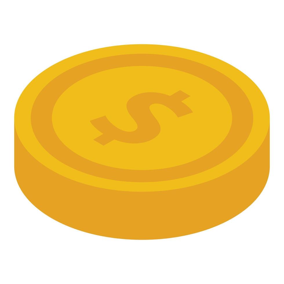 Gold coin icon, isometric style vector