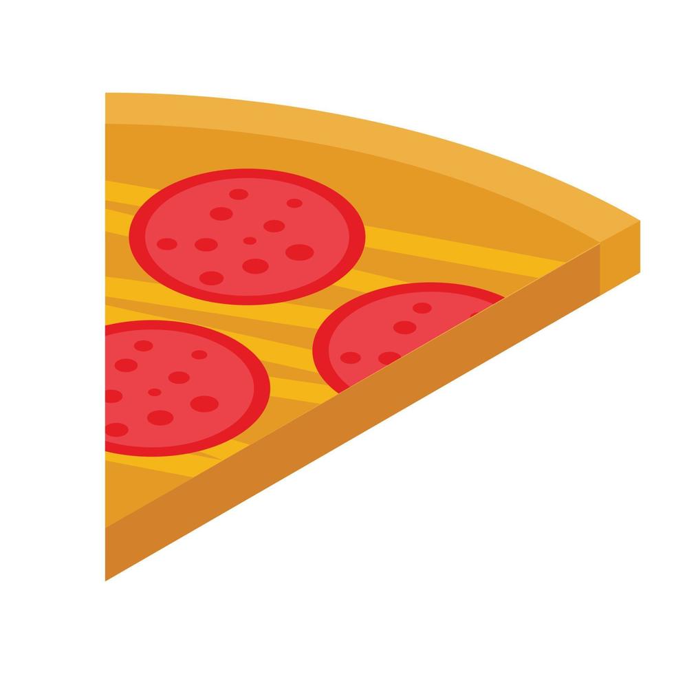 Sausage pizza slice icon, isometric style vector