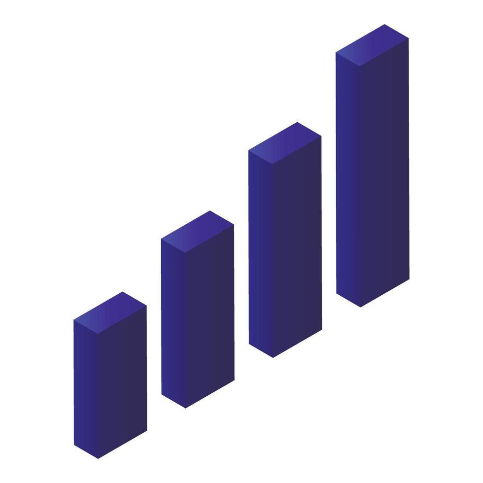 Graph bar icon, isometric style vector