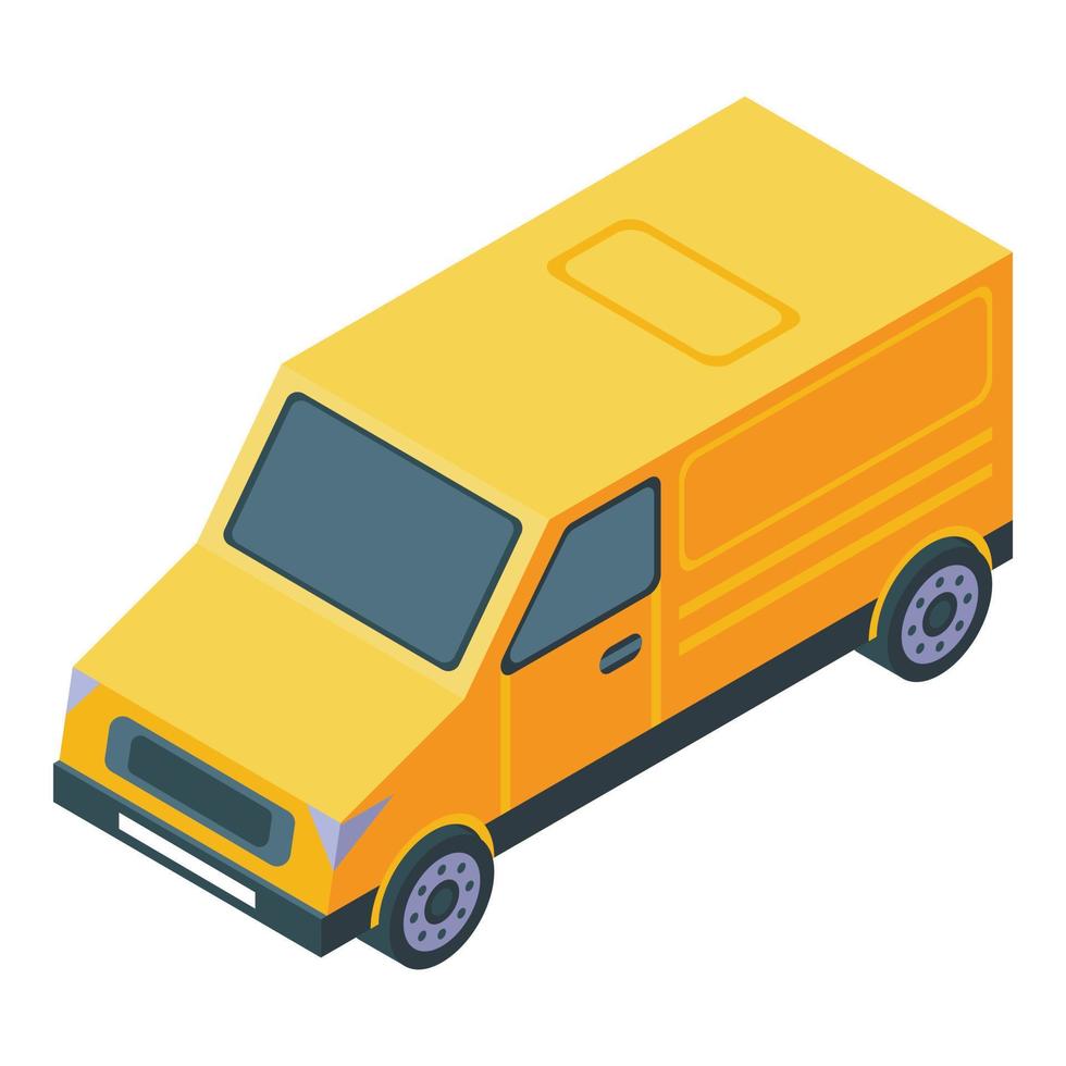 Yellow van icon, isometric style vector