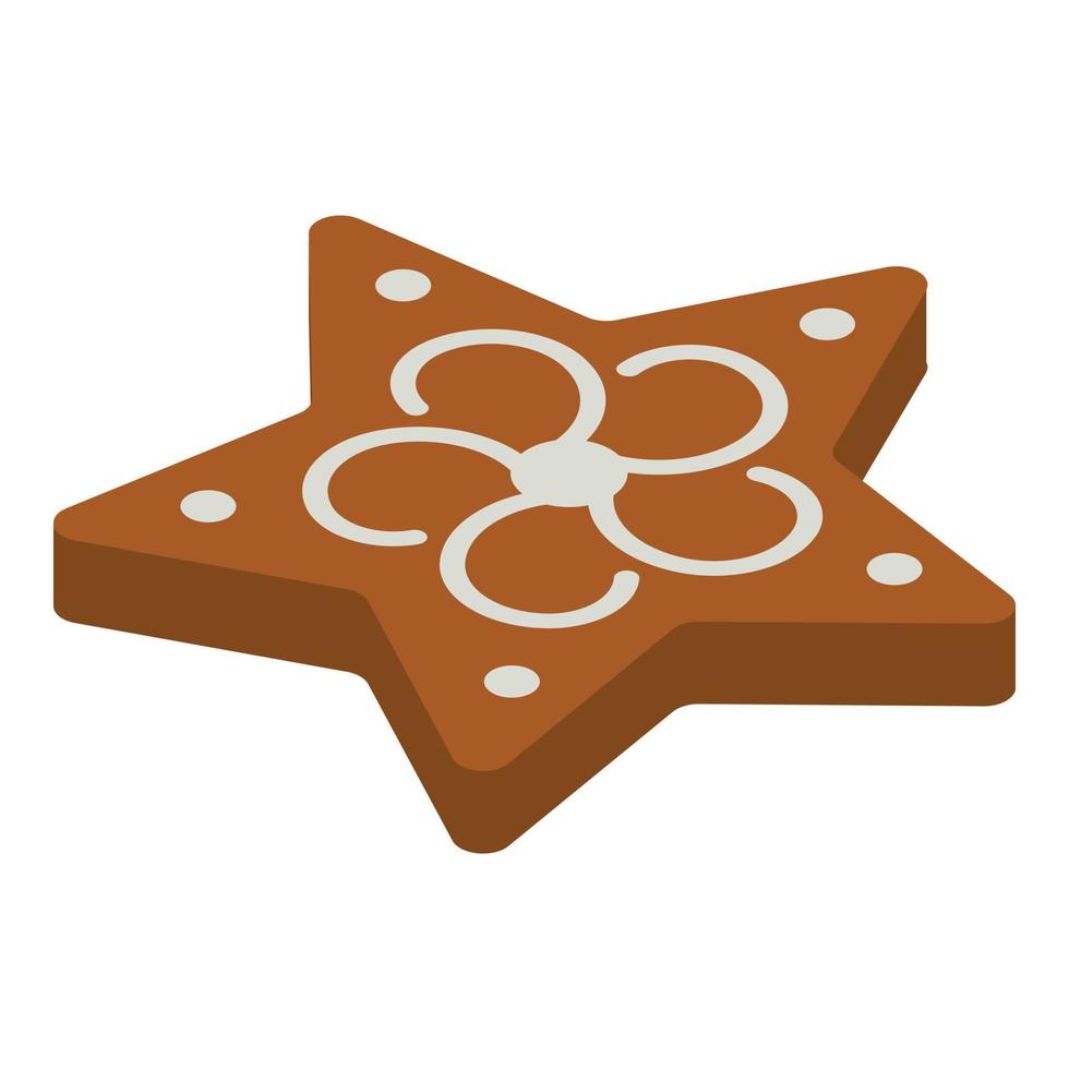 Gingerbread star icon, isometric style vector
