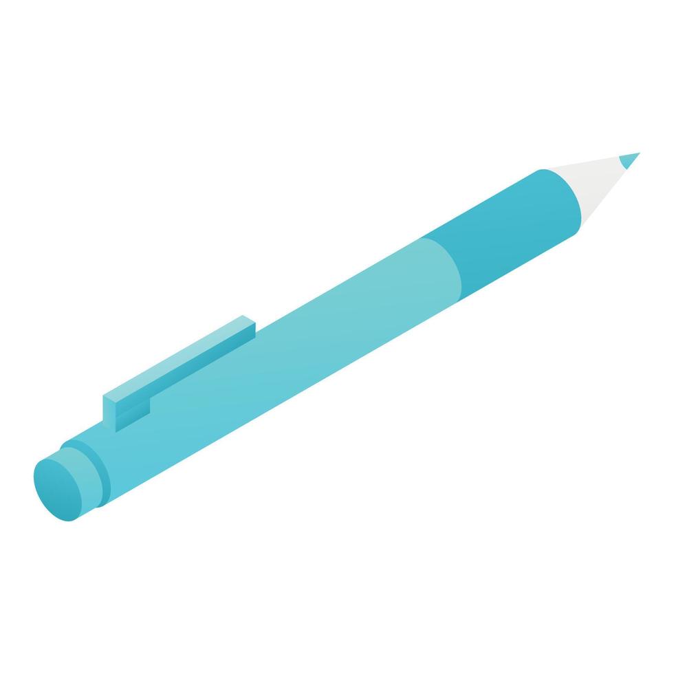 Blue fountain pen icon, isometric style vector