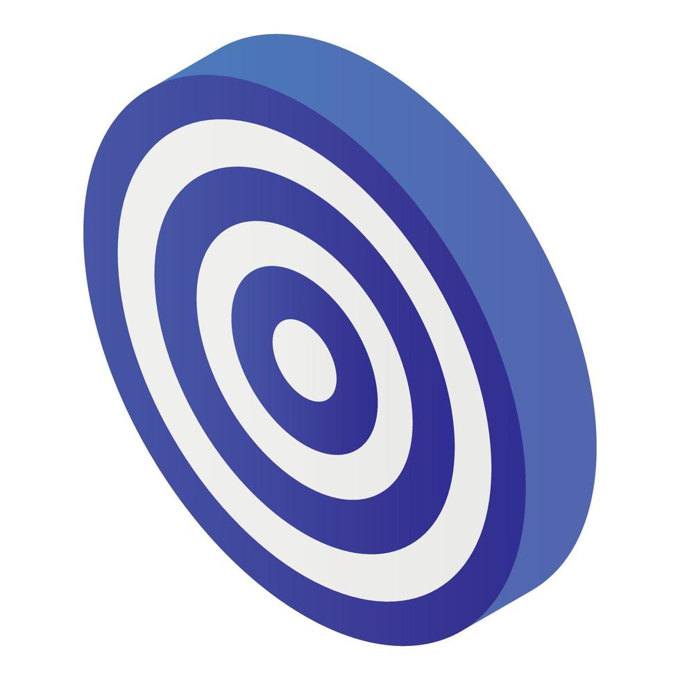 Blue target icon, isometric style vector