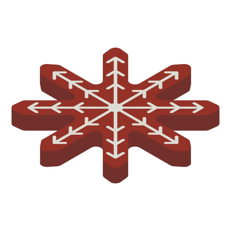 Gingerbread snowflake icon, isometric style vector