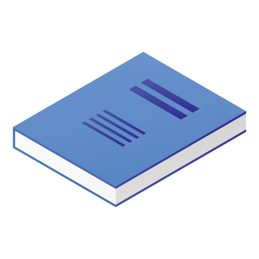 Blue book icon, isometric style vector