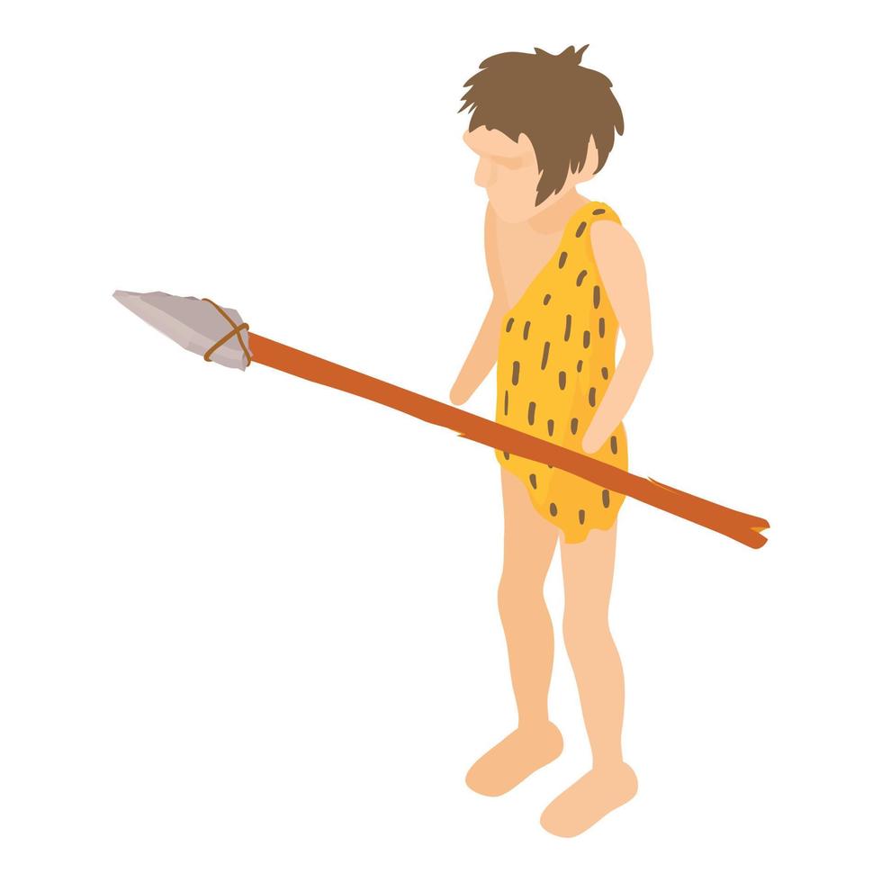 Neanderthal icon, isometric style vector