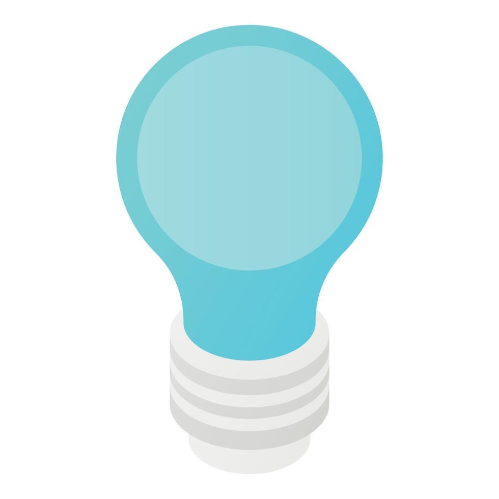 Blue light bulb icon, isometric style vector