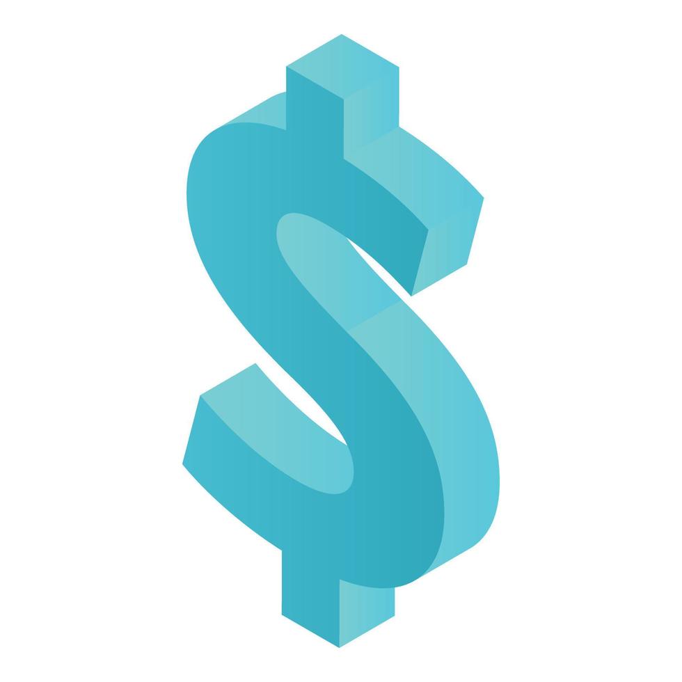 Dollar sign icon, isometric style vector