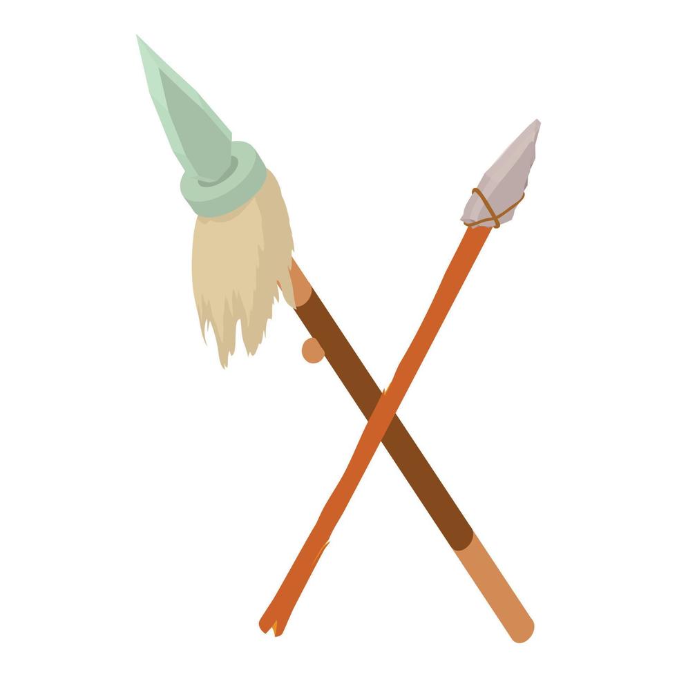 Crossed spears icon, isometric style vector
