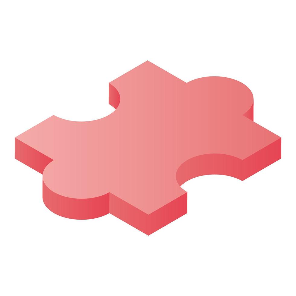 Red puzzle icon, isometric style vector