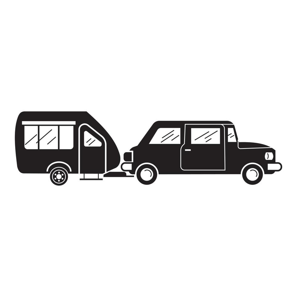 icono de remolque de campamento de coche, estilo simple vector