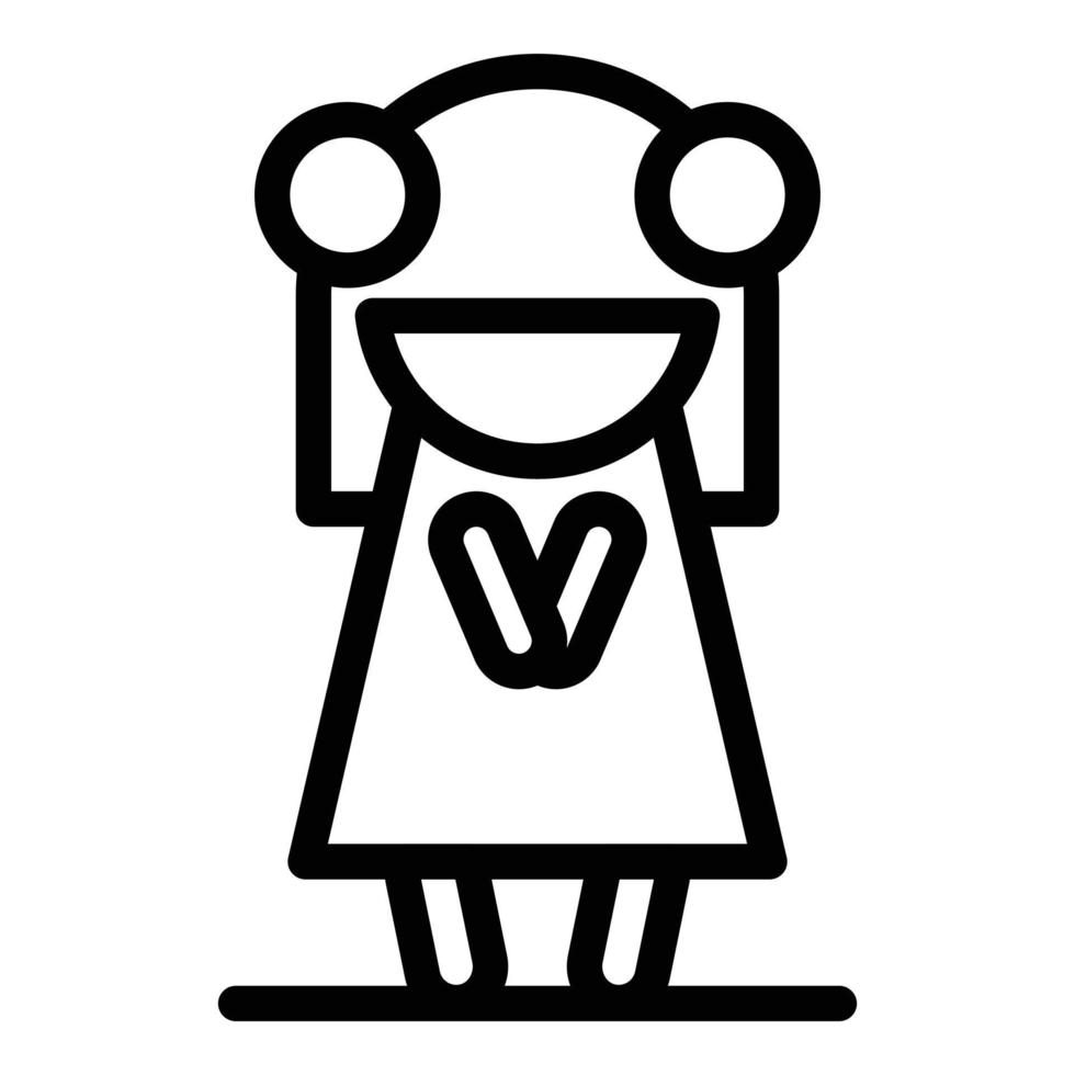 lindo icono de muñeca, estilo de esquema vector