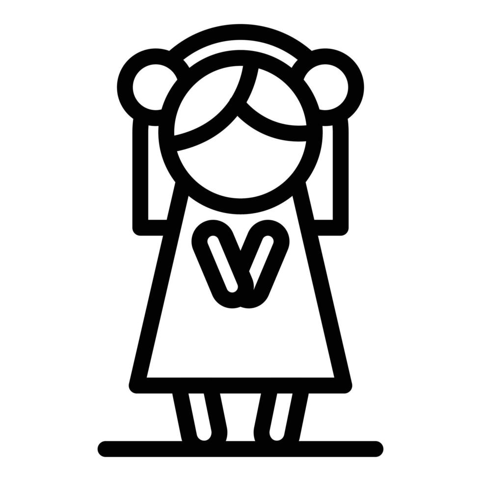 Doll in dress icon, outline style vector