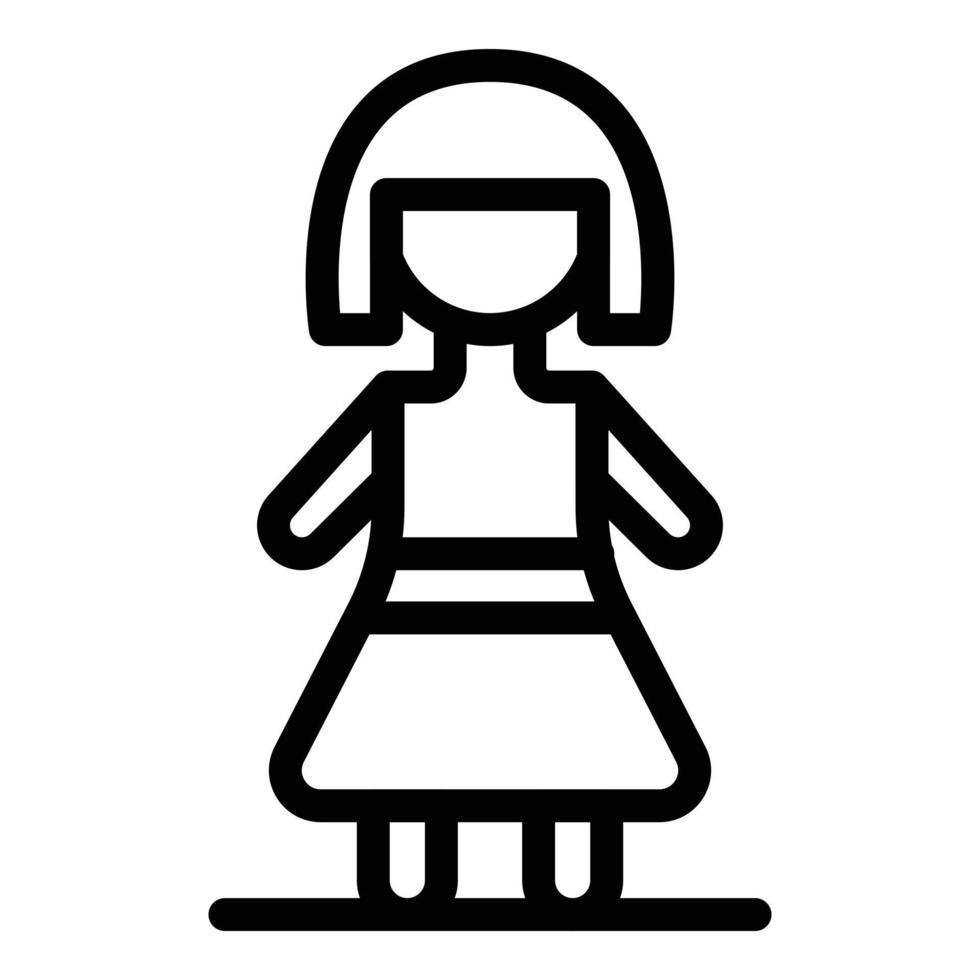 icono de muñeca adorable, estilo de esquema vector