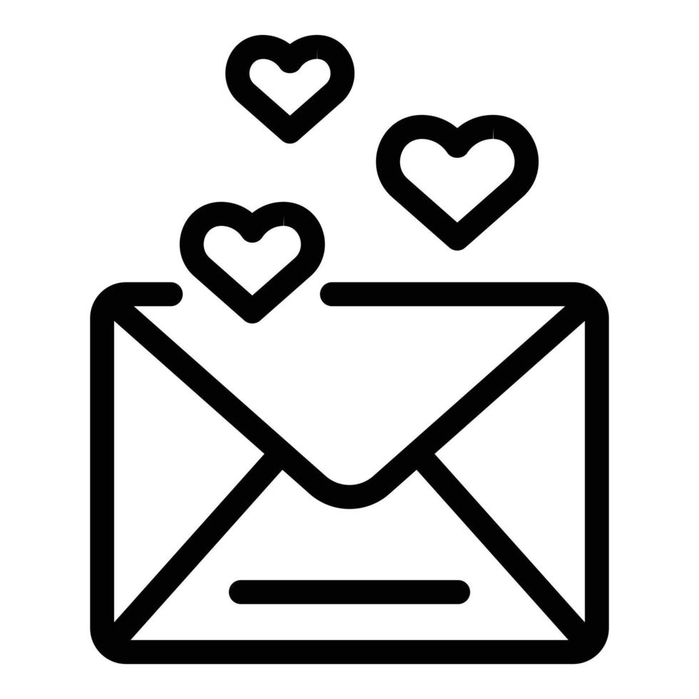 Love envelope icon, outline style vector