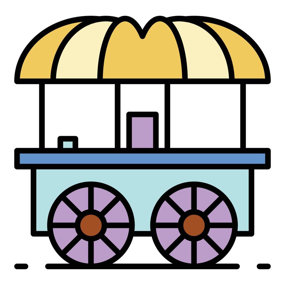 Wood street shop cart icon color outline vector
