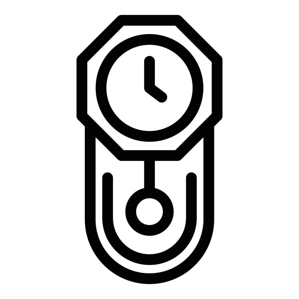 Chalet pendulum clock icon, outline style vector