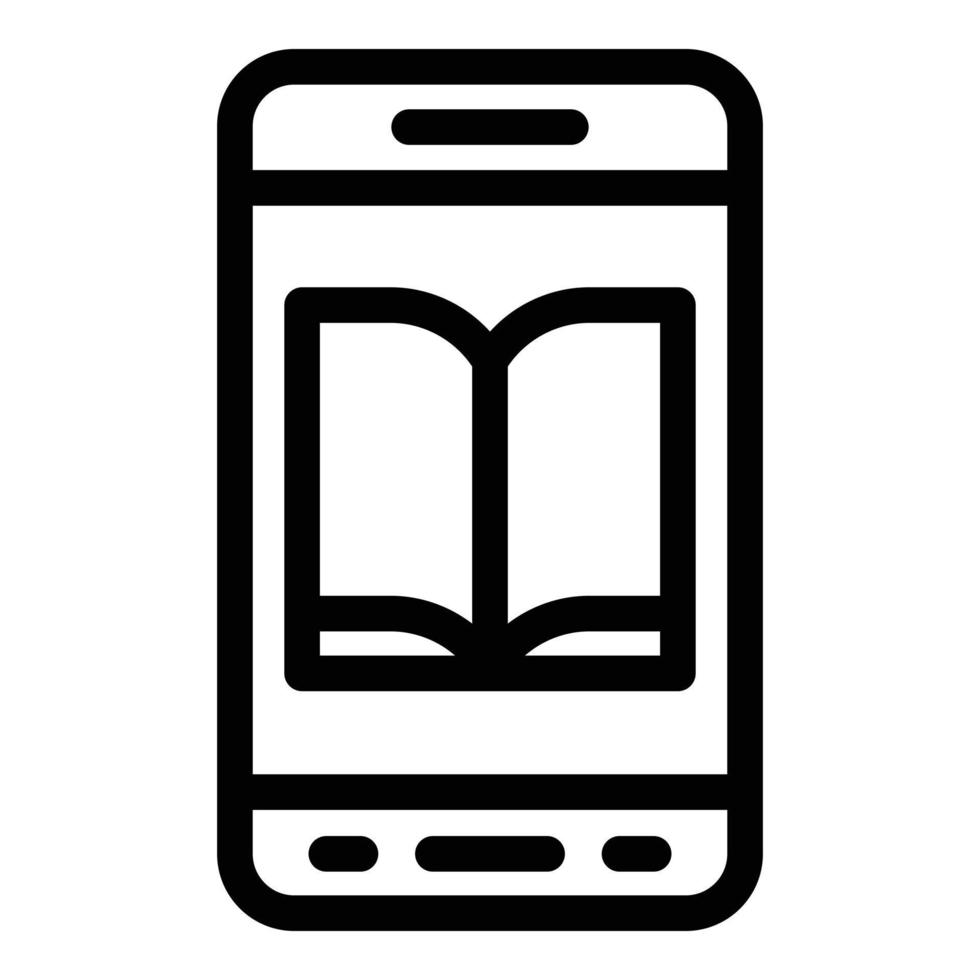 Ebook in a smartphone icon, outline style vector