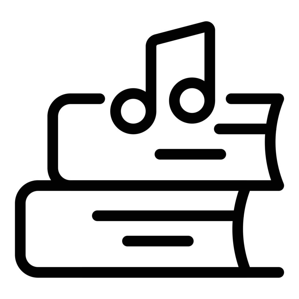 Two books and a musical note icon, outline style vector