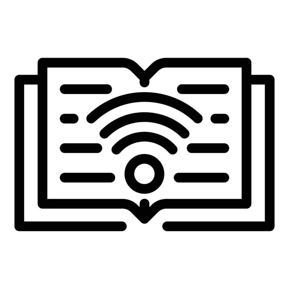 Download a book via wi fi icon, outline style vector