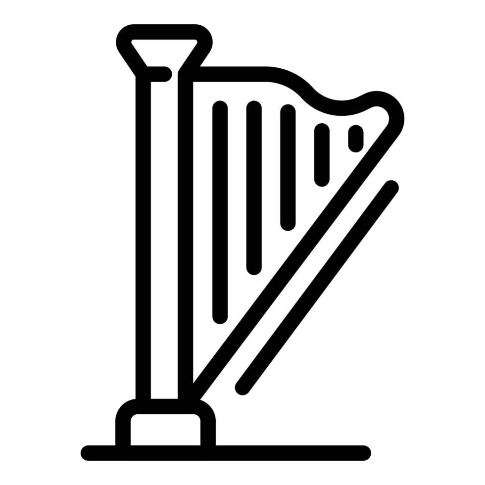 Musical harp icon, outline style vector