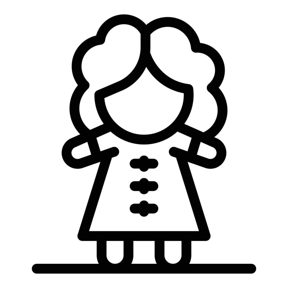 Girl doll icon, outline style vector