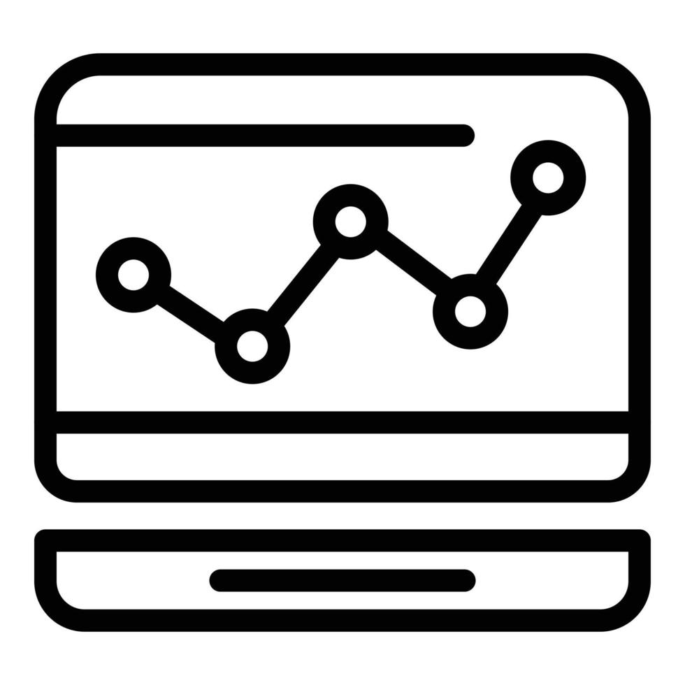 Laptop chart icon, outline style vector