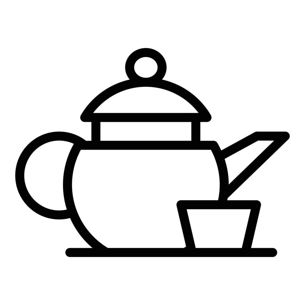 Kettle with a cup icon, outline style vector