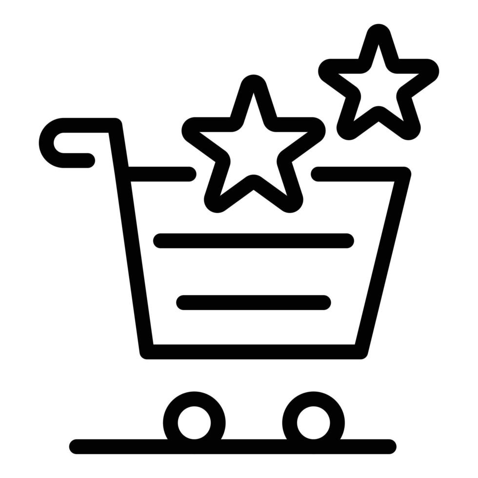 Shopping cart and stars icon, outline style vector