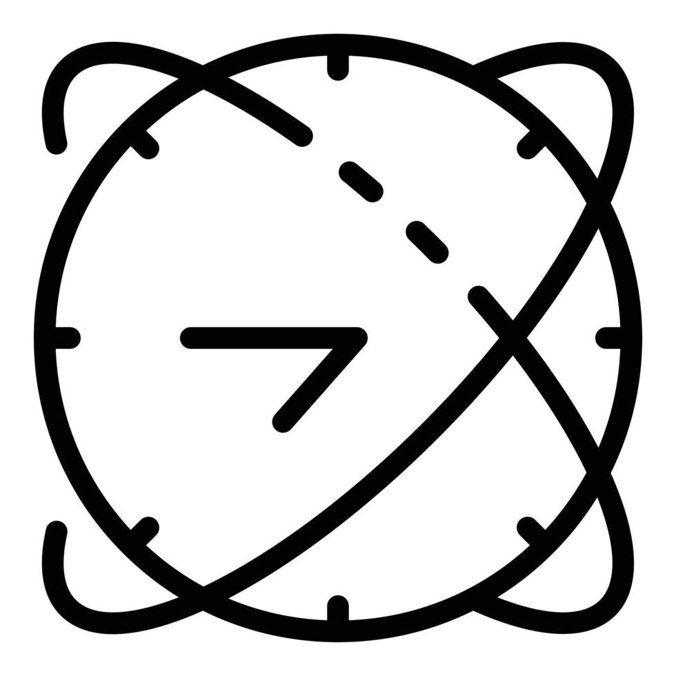 Clock and orbits icon, outline style vector