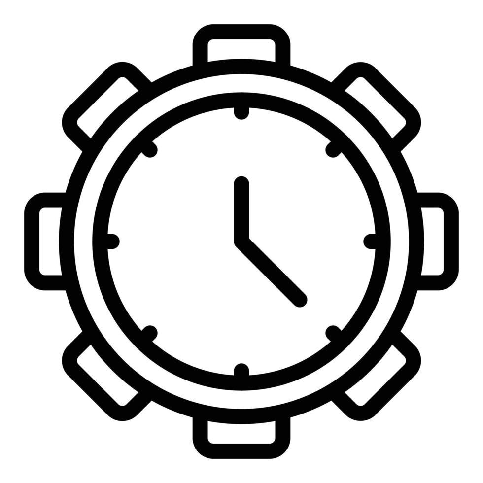 Clock gear icon, outline style vector