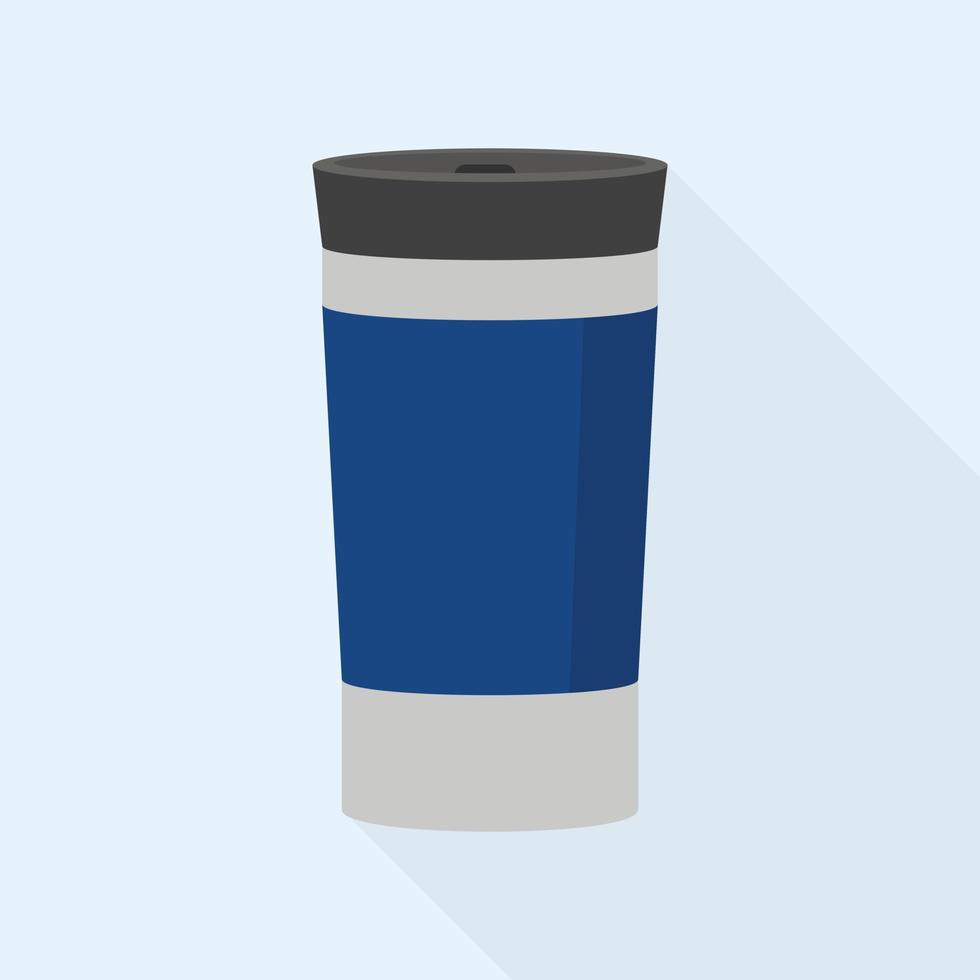 icono de taza termo, estilo plano vector