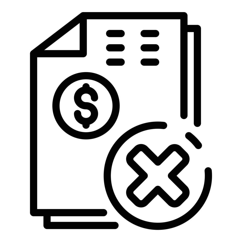 Money documents denied icon, outline style vector