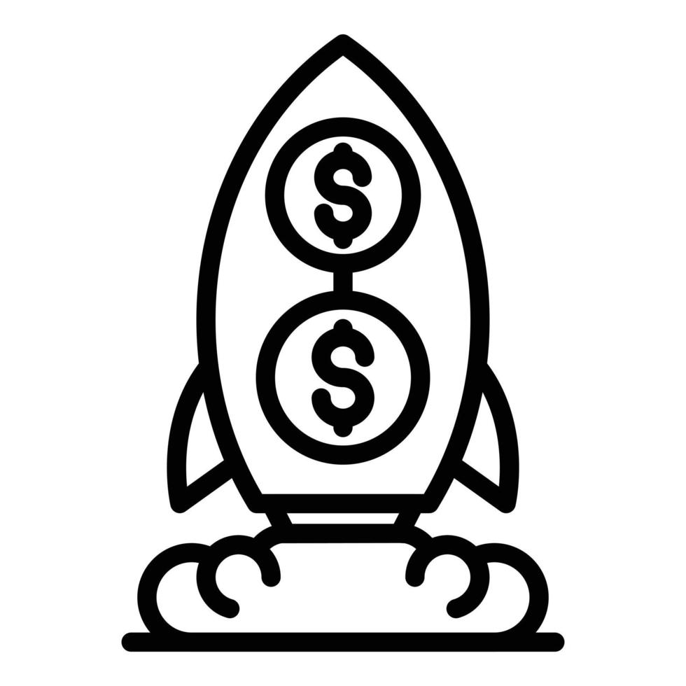 Start money rocket icon, outline style vector