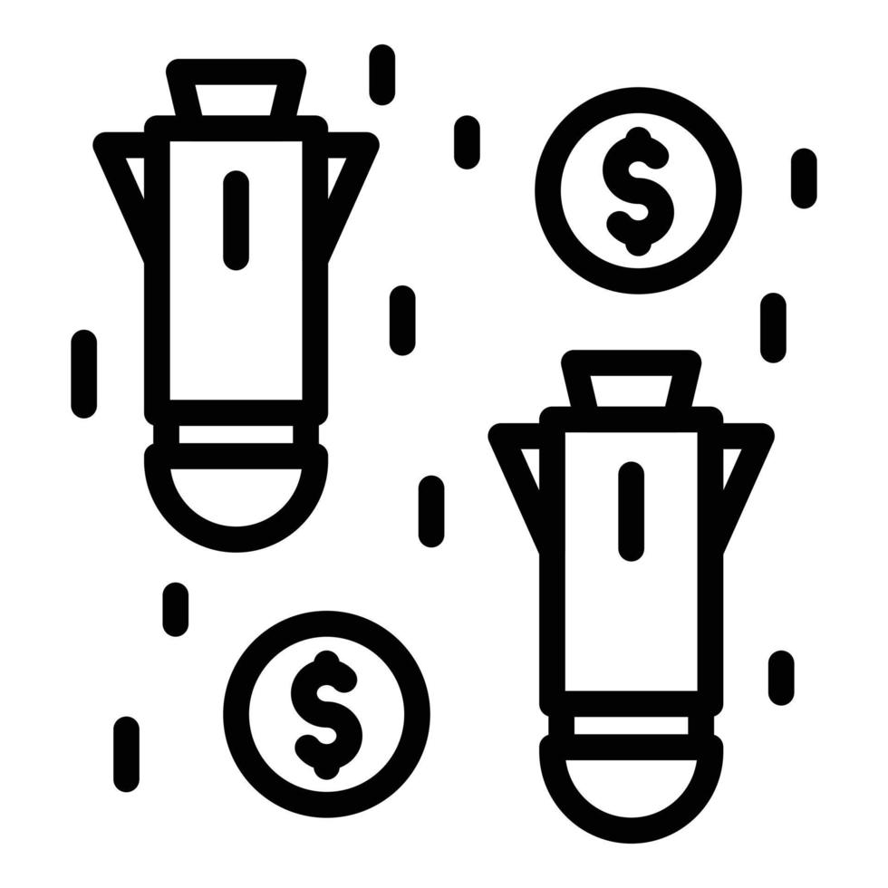 Economic money rockets icon, outline style vector