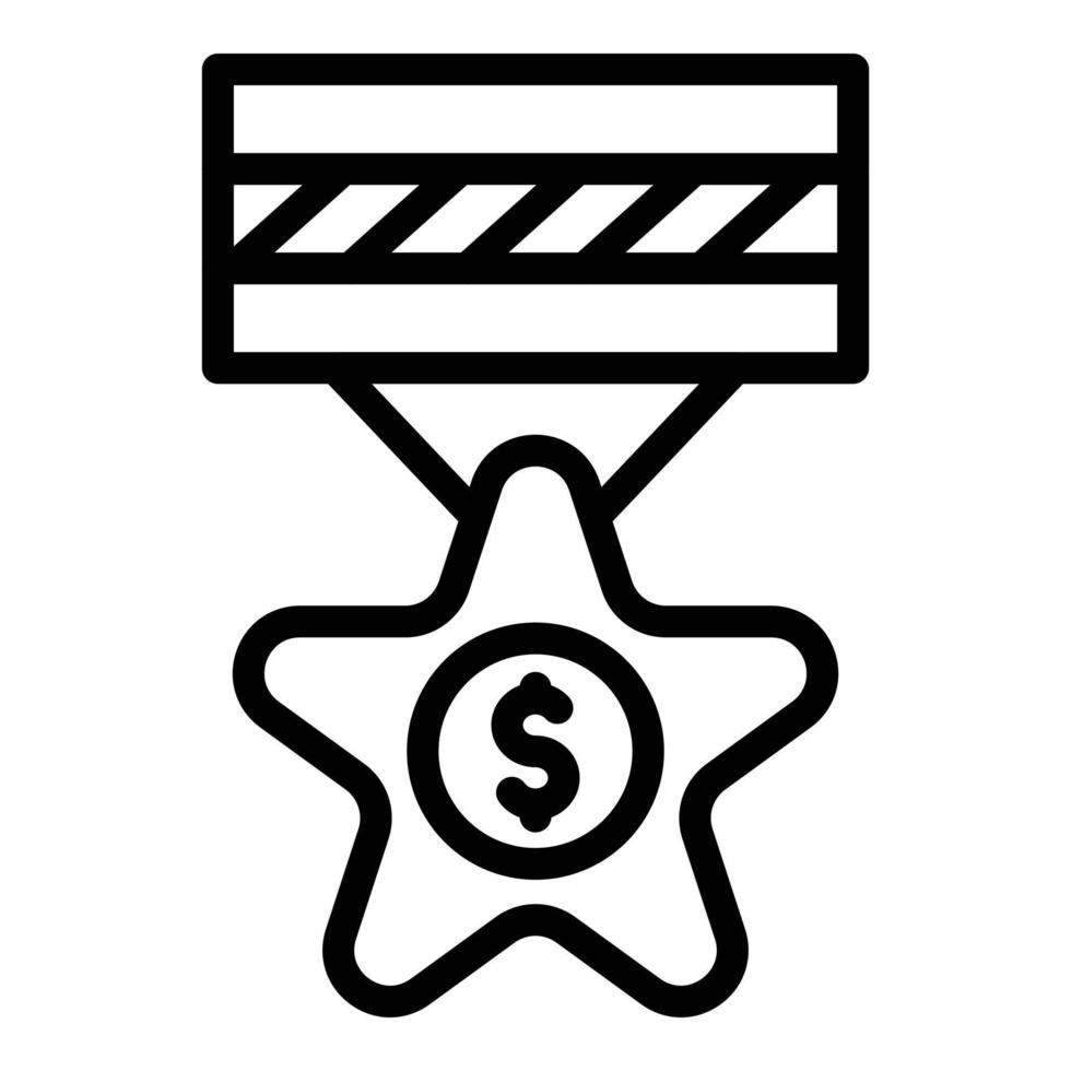 icono de medalla de guerra comercial de dinero, estilo de contorno vector