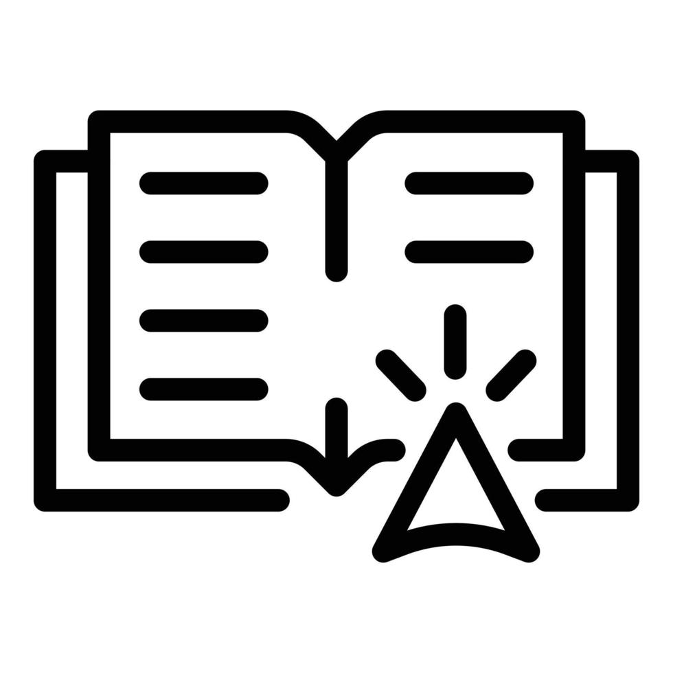 Book and cursor icon, outline style vector