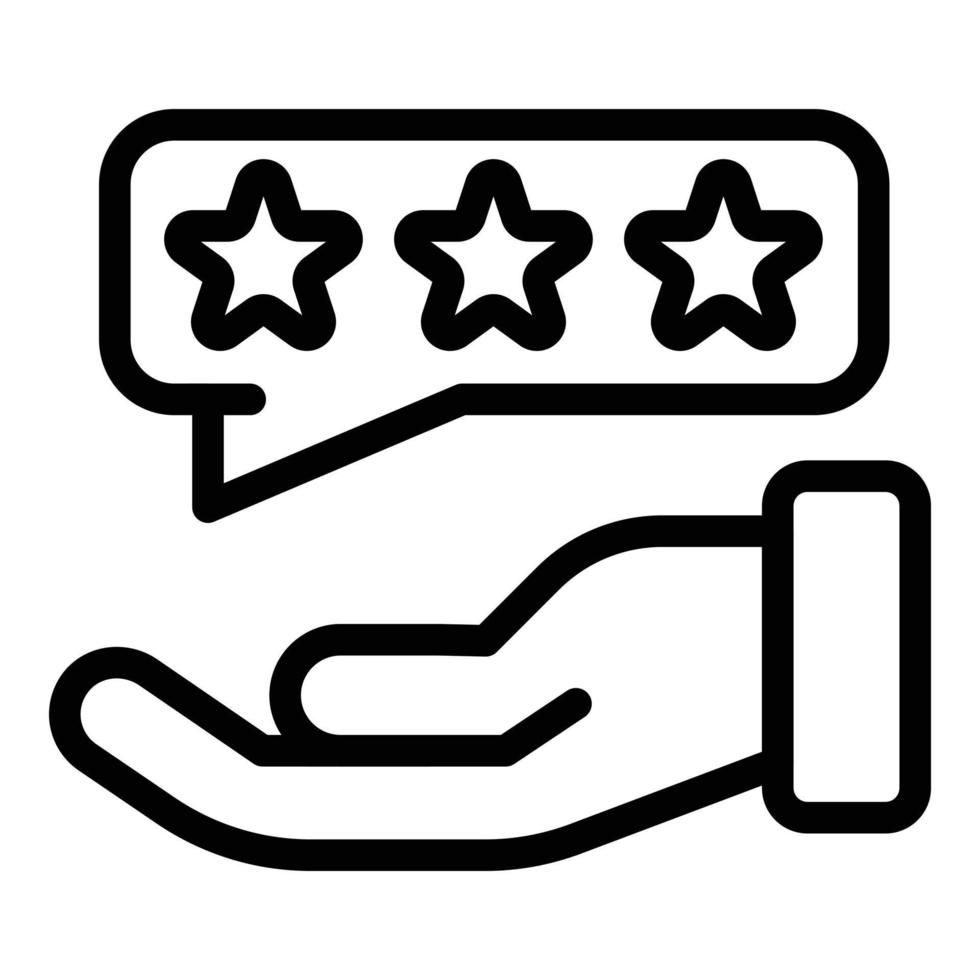 Three stars and a palm icon, outline style vector