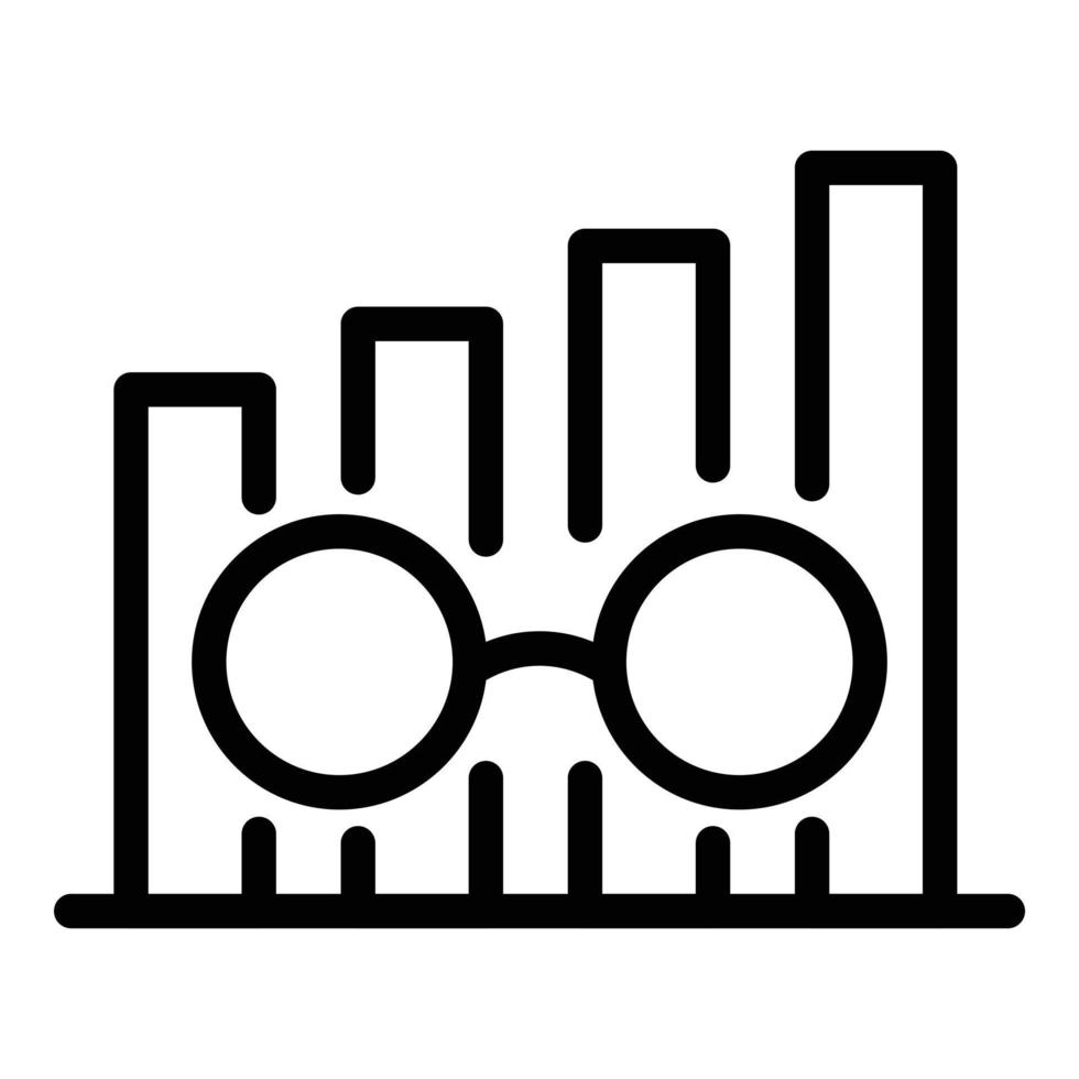 Chart and eyeglasses icon, outline style vector